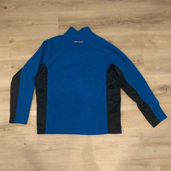 Spyder Bright Blue Men's XL 1/4 zip pullover sweater in bright blue and orange - Picture 2 of 10